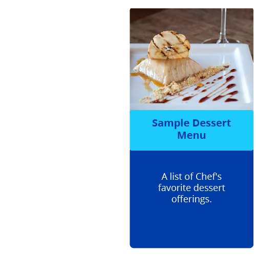 Sample dessert menu